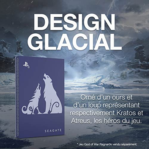 Image of Seagate God of War Ragnarok Limited Edition Game Drive 2TB External Hard Drive - USB 3.0, ICY Blue LED Lighting, Officially-Licensed for PlayStation Consoles (STLV2000200)