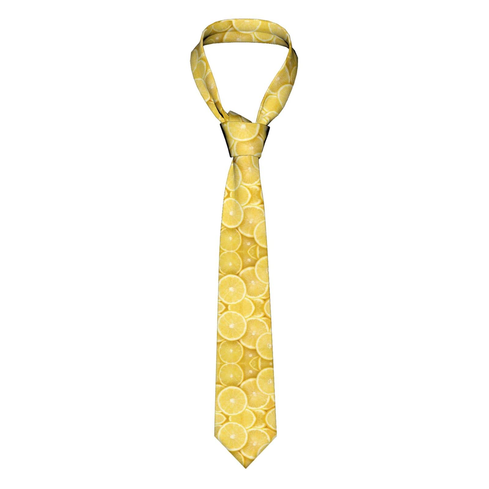 Fjqwklf Unisex Yellow Lemon Men Ties Silk Neck Tie For Men Wedding Business Formal Neckties
