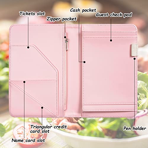Carnet de serveur avec poche zippée et support de chèque motifs fleurs - 6
