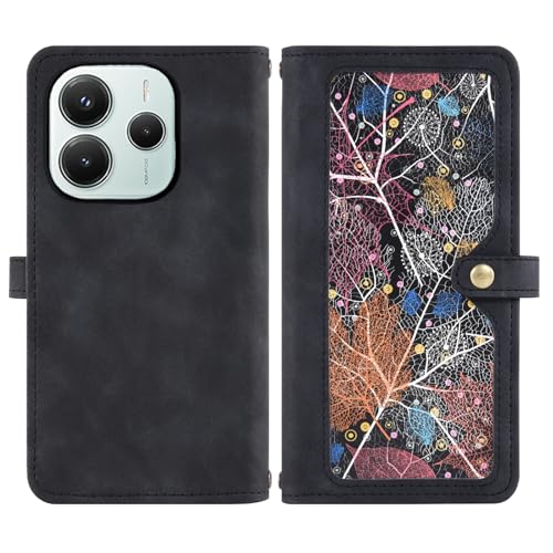 Étui cuir PU Redmi Note 14 4G noir chic avec protection d'écran
