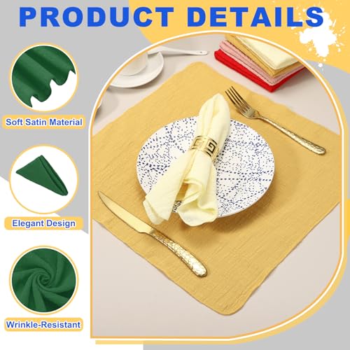 Servilletas de algodón de alta calidad en verde oscuro, pack de 6 unidades reutilizables 4