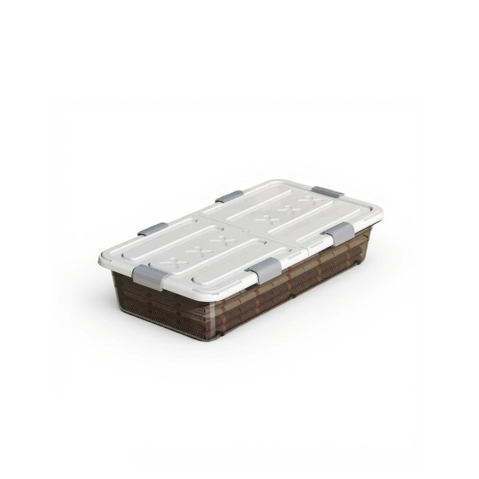 100L Under Bed Storage Box, Transparent Large Flat Organizer with casters, PP Drawer Bin for Clothes & Bedding TBlack 81x41x17.5cm Single Pack-image-49