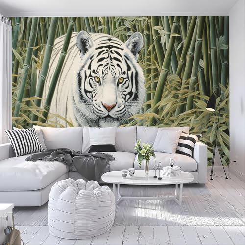 Custom Size Wall Murals - Oil Painting Tiger, Self-Adhesive Removable Peel and Stick Wallpaper - for Bathroom, Office