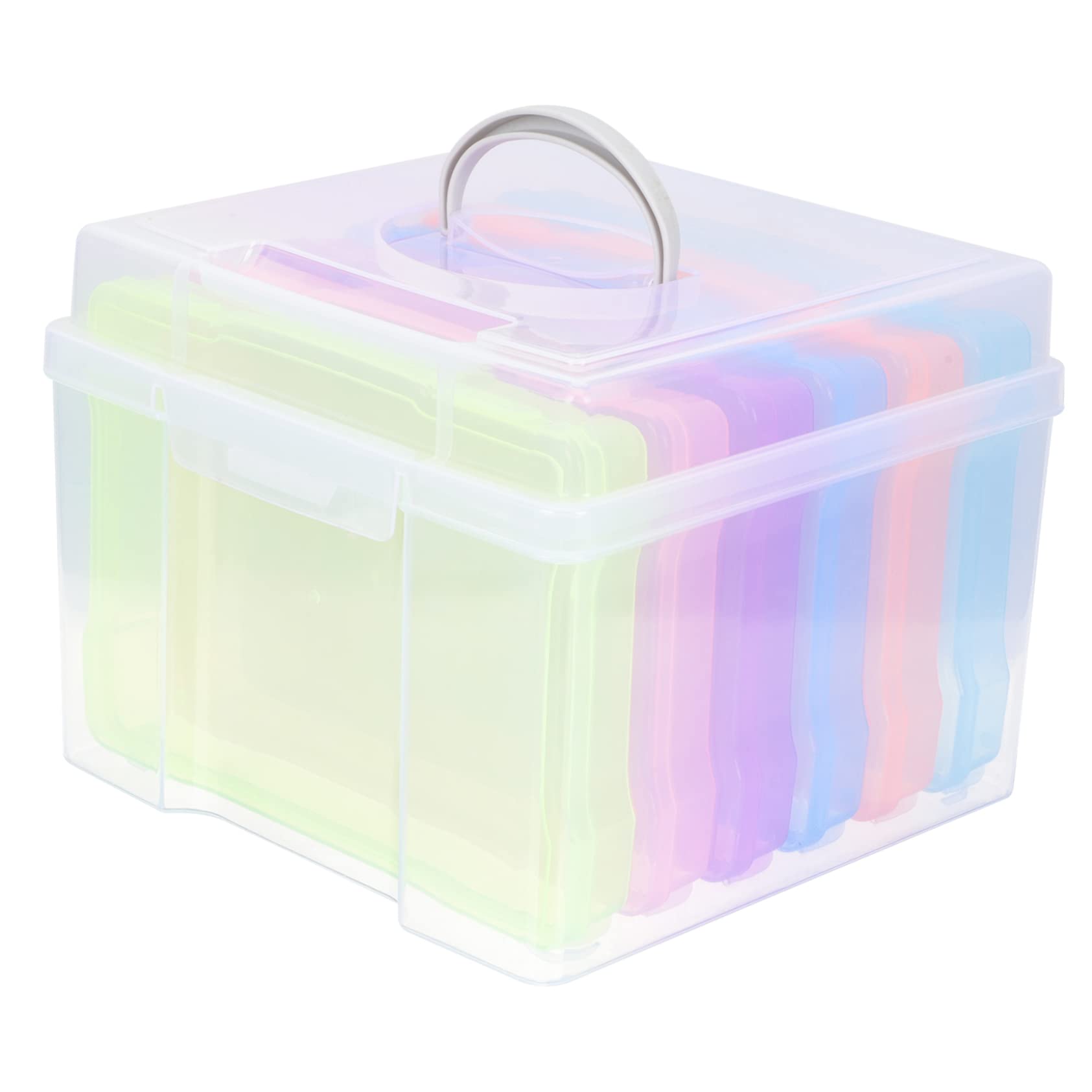 VILLCASE 1 Set Photo Storage Box Picture Compartments Greetings Cards Case Photo Boxes Organizer Boxes Organization and Storage Favor Organiser Holder Small Card Organizer Plastic Colorful