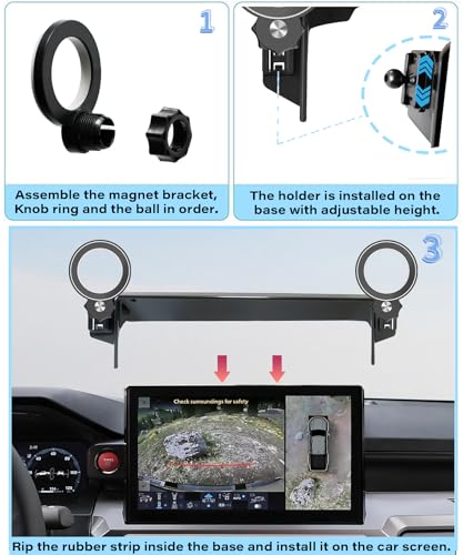 Image of Car Phone Holder for 2024-2026 Toyota Tacoma /2025 4Runner Accessories | 14 Inch Screen Clip-On MagSafe Strong Magnetic Cell Phone Mount, Dual Slots for Driver & Passenger,360 Rotatable Hands-Free