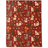 ainori Cat Christmas Decorative Throw Blanket, Kitten Tree Gingerbread Snowflake Print Decoration, Soft Flannel Winter Blankets for Couch Bed Sofa, Holiday Home Decor, Xmas Festival Gifts 50x60 Inch