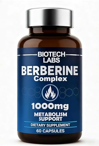 BIOTECH Labs - Complejo de berberina BIOTECH Labs, 1000 mg, suplemento metabólico premium, apoya el metabolismo, aumenta la energía, equilibra la