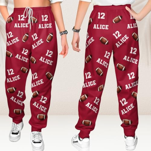 American Football Personalized Sweatpants - Custom Name & Number Football Joggers - Personalized Football Apparel for Men & Women - Football-Themed Sweatpants Gift for Sports Fans & Players(03)4