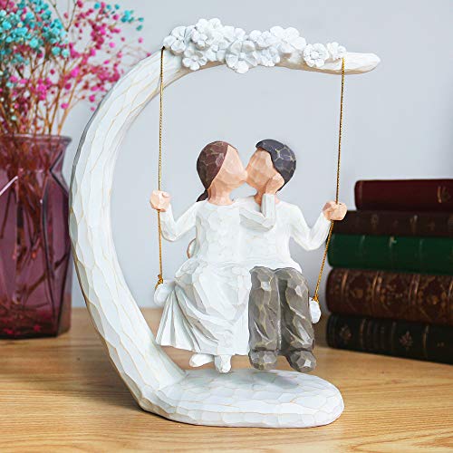 Jinhuoba Romantic Couple Figurines In Love, 9 Inch Hand Painted Sweet Loving Together Couple Sculpture Statue To Remember Beautiful Moment, Best Gifts For Valentine'S Day Anniversary Weddings thumb #1