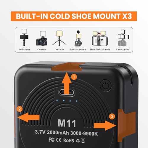 Image of LED Video Light with Clip | Type-C Rechargeable & 3000-9900K Dimmable Photography Light | 3 Color Modes for Video Shooting, Meetings, Vlogging & Selfies | Compatible with Mobile & Camera
