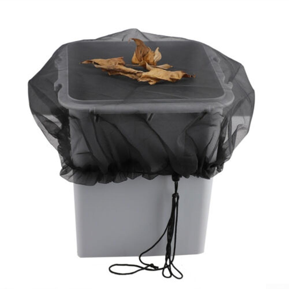 Red de protección contra la lluvia para jardín, material de polietileno fino, diseñada para cubos colectores de agua al aire libre de menos de 80 cm de diámetro, cierre de cordón, impermeable y