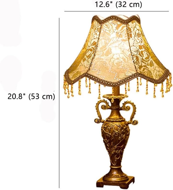 LITFAD 1 Bulb Victorian Night Light Pastoral Style Fabric Table Lamp Retro Bedside Lamp Girls RoomTable Light, Brown