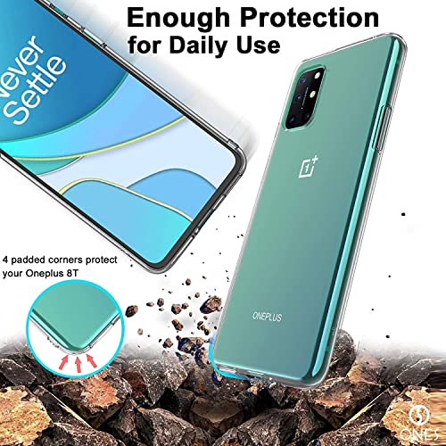 Image of NISHTECH for OnePlus 8T / OnePlus 9R Premium Transparent Hybrid Soft Slim Dust Proof Back Case Cover Silicone with Camera Protection