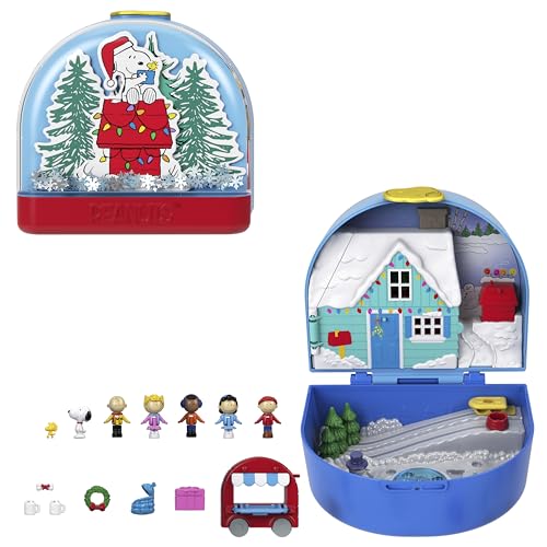 Polly Pocket x Peanuts Collector Compact, Micro Dolls and Playset, 7 Themed Accessories, 4 Iconic Locations, Snoopy & Woodstock