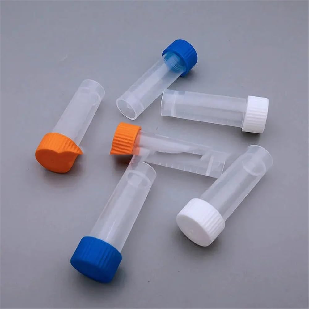 Cristalería de Laboratorio Tubos de ensayo de plástico PP de 5 ml (paquete de 50/100/200/300/400 unidades)(300pcs)