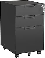 Vista 15 de Letaya Archivador móvil con cerradura, archivador de metal rodante de 2 cajones debajo del escritorio para organizador de oficina en casa, para Negro