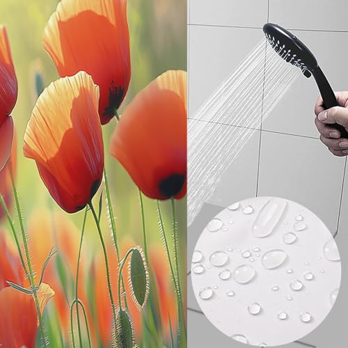 Rideau de douche champ de coquelicots en polyester imperméable 180x180 - 4