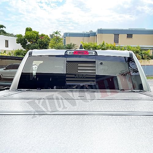 Image of Xinghe for Dodge Ram 2009 to 2024 2025 2026, American Flag Decals Stickers for Truck Back Middle Window, Matte Black USA Flag Decal