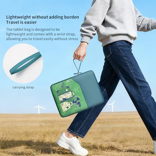 Image of MOCA Universal 7-8 Inch Tablet Sleeve Case, Polyester Protective Cover with Zipper and Wrist Strap, Compatible with Kindle, iPad mini, Samsung, Lenovo Tablets (Travel Icon, 7-8 inch)