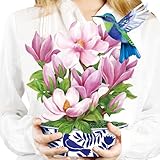Airpark Pop Up Flower Cards, 3D Paper Flowers Bouquet Birthday Card 12’‘ with Blank Note and Envelope, Get Well Greeting, Easter, Anniversary, Thank You Gifts Cards for Women Mom Friends, Magnolia Flowers & Bird