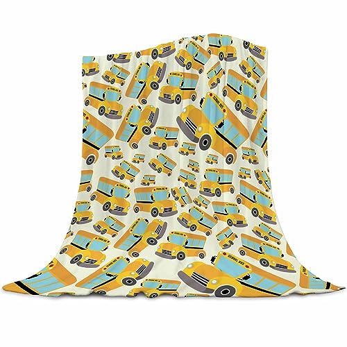 Image of School Bus Blanket - Ultra Soft Flannel Fleece Throw for Kids, Toddlers & Adults - Cozy Plush Blanket for Bed, Sofa, Couch - Bus Driver Gift, Wheels on Bus Blankets, Lightweight & Breathable, 40 inchx50 inch