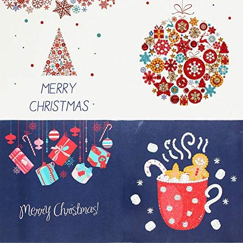 MERRYSTAR 8 Pack Christmas Diamond Painting Greeting Cards, Rhinestone Embroidery Art Craft Kits, Creative Santa Snowman DIY New Year Cards Postcards for Adults Kids