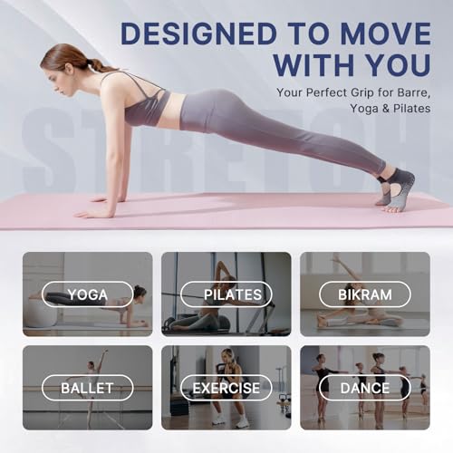 Image of Pilates Socks for Women Grip Yoga Non Slip Socks for Barre Dance Workout Hospital