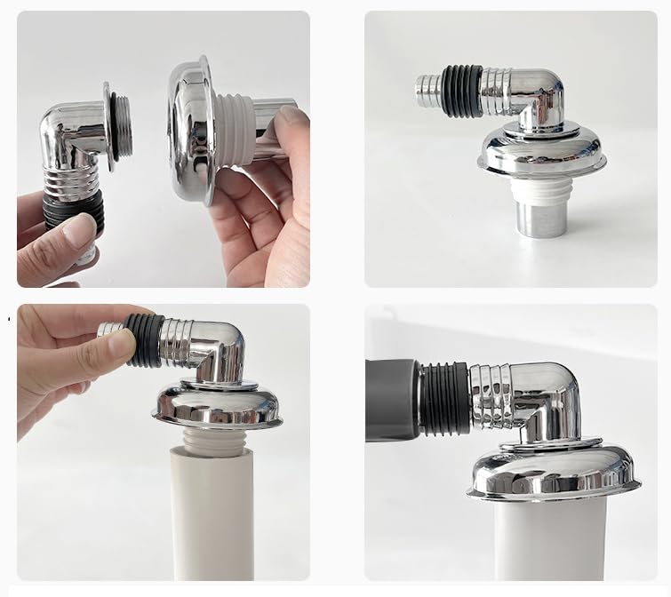 Image of Bathroom Floor Drain Connector | Water Drain Anti Core Overflow Elbow Outlet Pipe Connector for Washing Machine | Backflow Preventer Drainer (L-Shape Coupling)