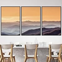 3 Piece Framed Canvas Wall Art Orange Sunset Canvas Prints Home Artwork Decoration for Living Room,Bedroom - 16