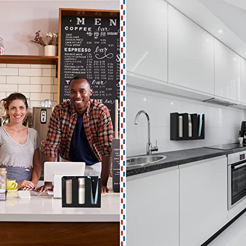 Kotemon Acrylic Cup And Lid Holder, 3 Compartment, Disposable Coffee Cup Dispenser Cup Storage Organizer, Black #TOP5