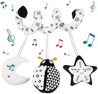 Pinenuts Pram Toys, Hanging Toys for Babies Spiral Toys for Pram Spiral Activity Baby Toys Car Seat Toys Soft with Ringing Bell for Pushchair Stroller Buggy Cot, Suitable for all Babies