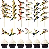 Outus 24 Pieces Hummingbird Cupcake Topp...