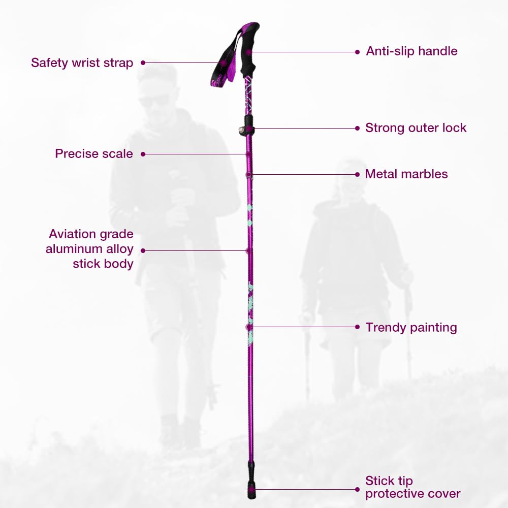 Walking Poles, 2 PCS Collapsible Hiking Poles, Foldable Trekking Poles110-125CM Adjustable,Telescopic - Image 4