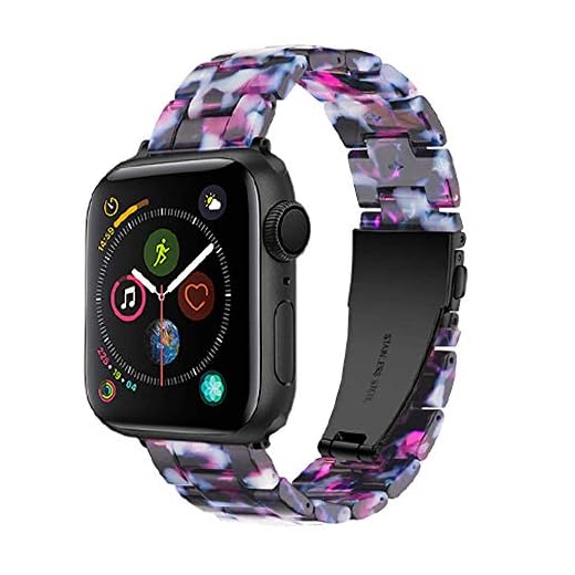 Pulseira leve para Apple Watch – Pulseira moderna de resina compatível com Apple Watch Ultra Series 8 Series 7 Series SE Series 6 5 4 3 2 1 (flor roxa, 42 mm/44 mm/45 mm/49 mm)
