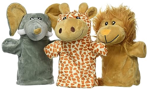 goki Handpuppen Wilde Tiere 3er Set aus Plüsch