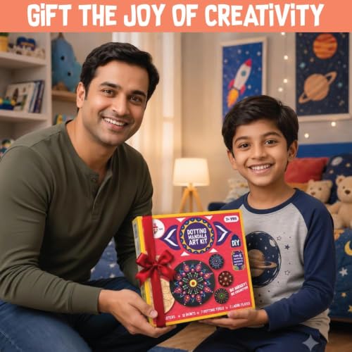 Image of Kalakaram DIY Mandala Dotting Art Kit for Adults & Beginners | Includes Paints, Brushes & Dotting Tools with Pre-Designed MDF Boards | Ideal for Mandala Artist & Gifting
