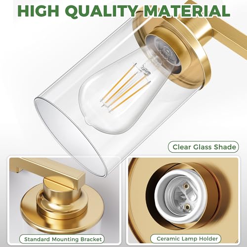 Image of DORESshop Gold Bathroom Light Fixture Over Mirror 2-Light Vanity Light