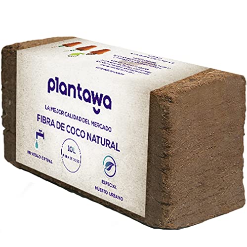 PLANTAWA Fibra Coco 10L, Bloque 650g Sustrato de Coco, Fibra de Coco Natural, Tierra para Plantas Uso Huerto Urbano Terrario Plantas Exterior Turba macetas