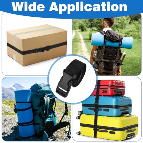 4 Pcs Black Nylon Strap Utility Straps with Quick Release Buckles, Backpack Accessory Adjustable Fixed Belt for Hiking Traveling Camping Outdoor Sports (Black, 0.78" Width, 41.33" Length)3