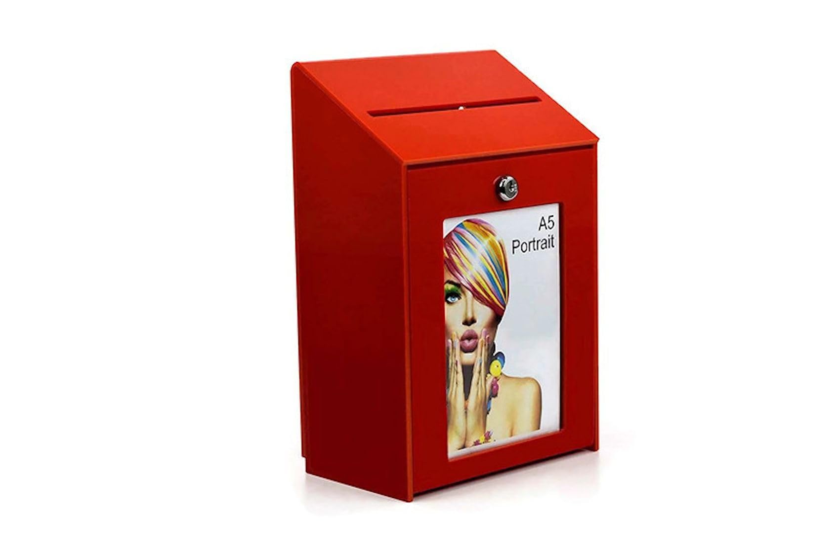 Pos Display Shop Red Acrylic Lockable Suggestion Ballot Comments Feedback Collection Box - Pds9463
