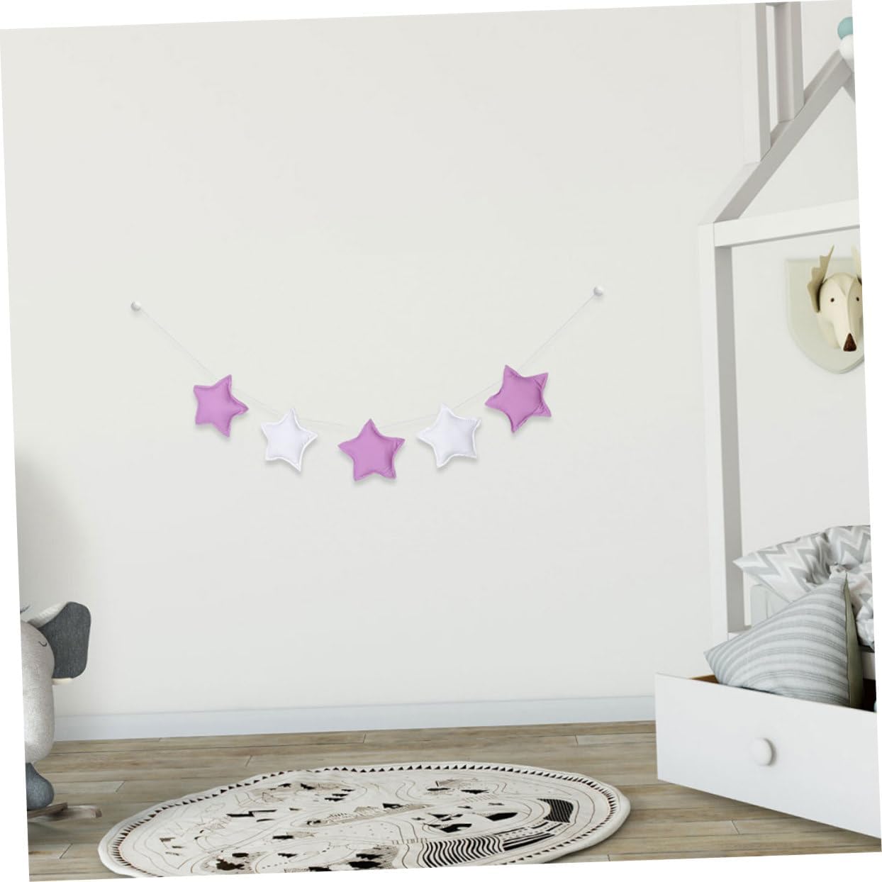 2pcs Pastel Star Garland Banner for Room Decor Soft Fabric Hanging Streamers for Nursery Effortless Setup and Easy Installation for Parties and Bedrooms