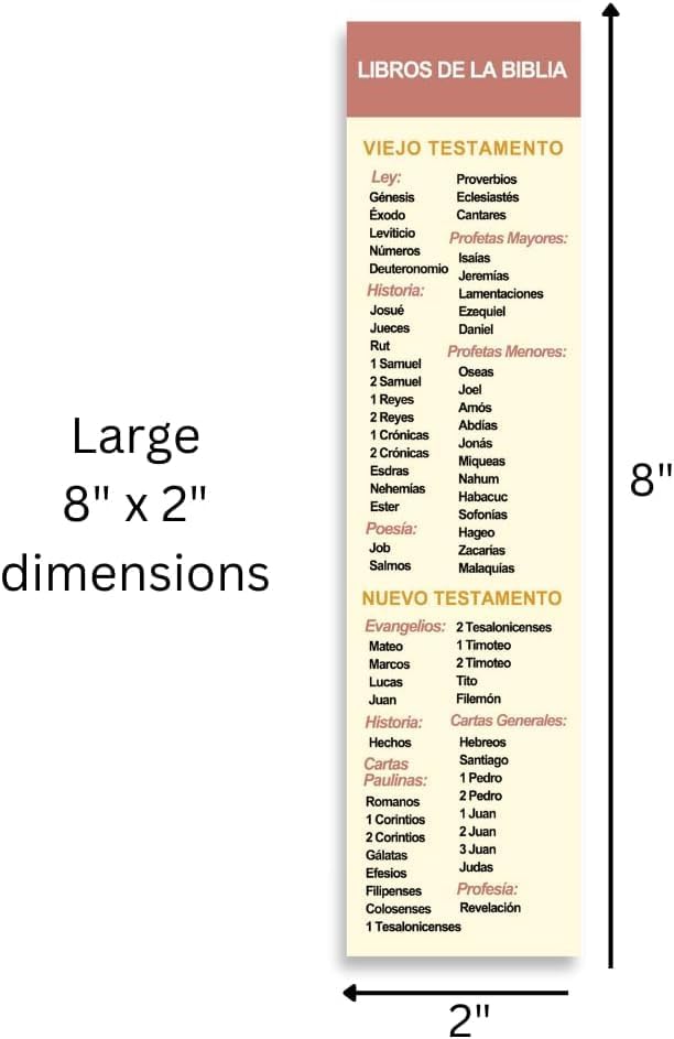 Miniatura 2 de Marcador cristiano español de 8 x 2 pulgadas con paquetes de libros de la Biblia  Marcador en Español con Los Libros De La Biblia (paquete de 8)