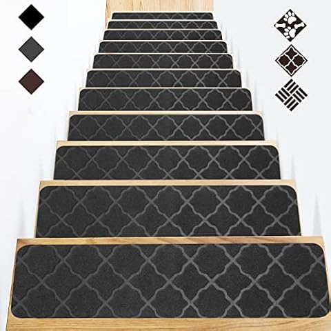 GOYLSER Stufenmatten Treppenstufen Matten Treppenteppich Selbstklebend Treppenmatten Anti-Rutsch Stufenteppich Rechteckig Rutschschutz Teppich Cover