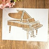 TIAMECH A4 Reusable Piano Stencil for Painting - Music Instrument Layering Template, DIY Wall Art, Wood Furniture, Scrapbook & Crafts (8.3x11.7inch)