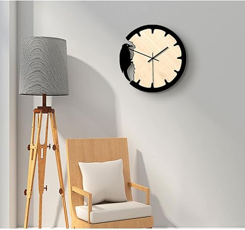 Miniatura 5 de Reloj de pared Woodpecker Wall Clock Wooden & Acrylic Wall Clock WAluminum Pointer Creative Decorative Clock for Living Room Home Décor Office Home