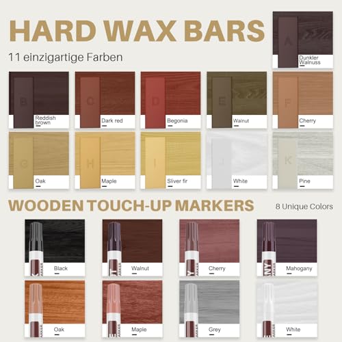 Image of Laminate Vinyl Floor Repair Kit - Set of 22 Wood Floor Wax Furniture Touch Up Markers, Linoleum Repair Kit Cover Up Scratches, Cracks, Stains for Wooden Door, Floor, Table, Cabinet, Desks