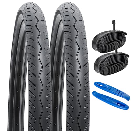 YunSCM 2本セット,24 2.0 タイヤ,24x2.0 54-507 自転車 タイヤ + 24x1.75/2.25 チューブ 肉厚 米式バルブ32mm + タイヤレバー,適用 24インチ 2.0 マウンテンバイク,Y-158