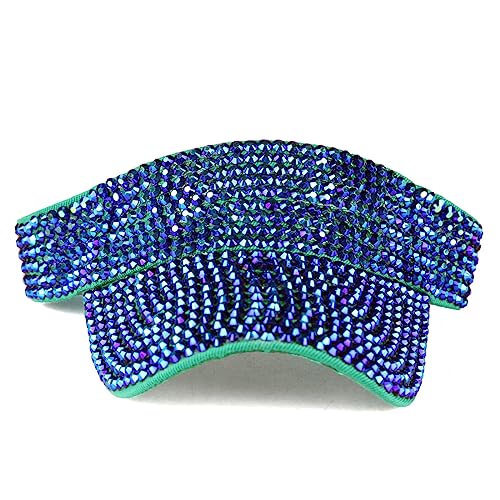 Image of Gudessly Shiny Rhinestones Sport Sun Visor Adjustable Summer Cap Visor Caps for Women Men