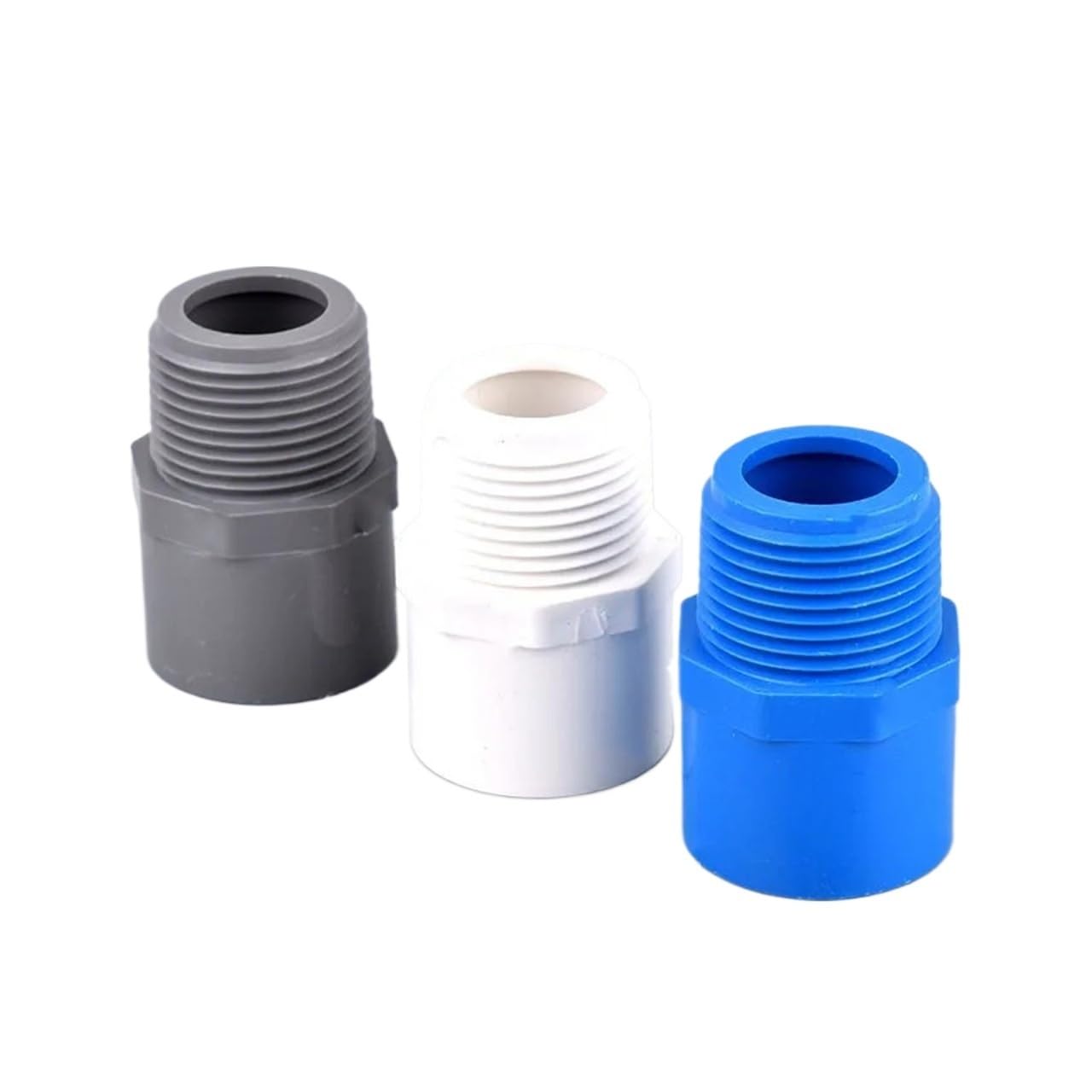 Szare/niebieskie/białe złącze bezpośrednie PCV 1/2 "~2" gwint męski/żeński do 20/25/32/40/50/63/75mm złącze rury wodnej do nawadniania ogrodu(White Female Thread,63mm-2 Inch(5pcs)))