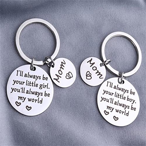 Mother's Day Gift, I'll Always Be Your Little Girl, You Will Always Be My World Keychain, Birthday KeyRing Best Mom Key Chain3